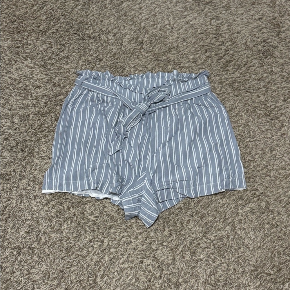 Blue and White Striped Shorts